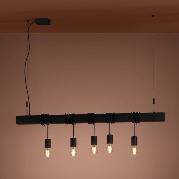 Eglo - Lustr na lanku TOWNSHEND 5xE27/40W/230V černá