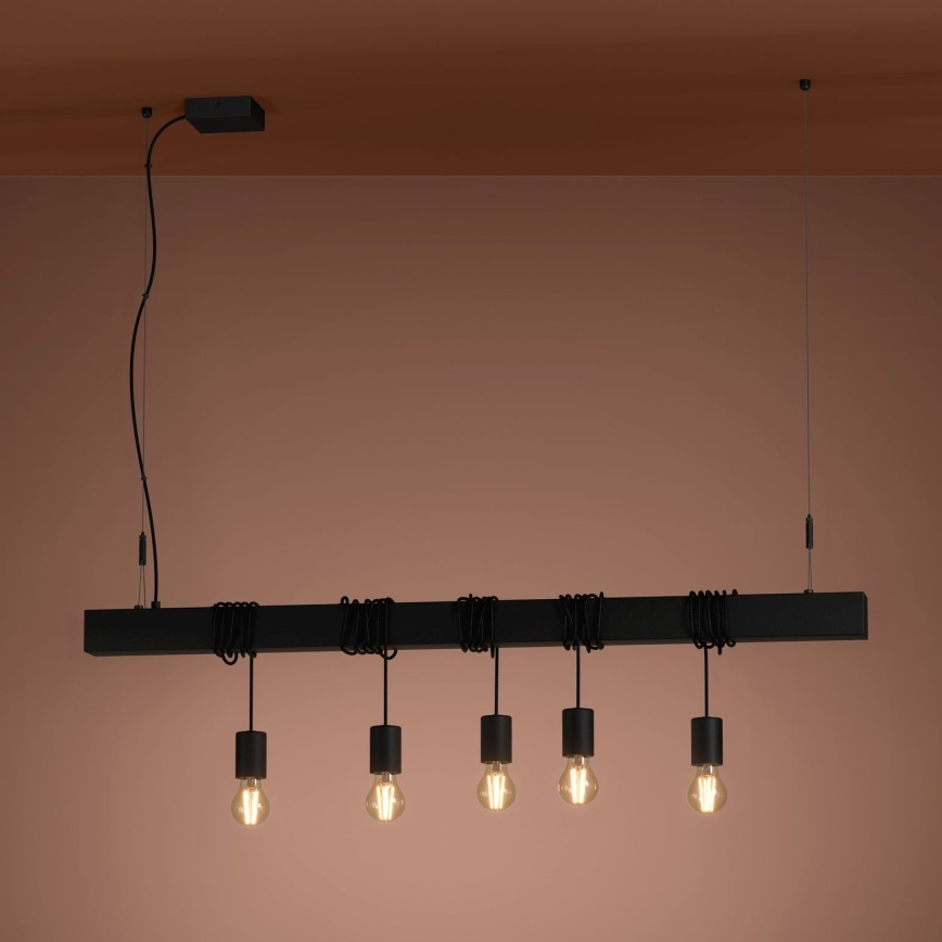 Eglo - Lustr na lanku TOWNSHEND 5xE27/40W/230V černá