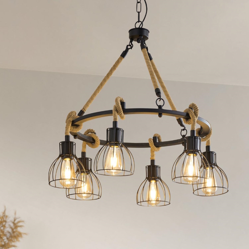 Eglo - Lustr na řetězu 6xE27/28W/230V