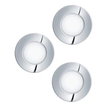 Eglo - SADA 3x LED Koupelnové podhledové svítidlo FUEVA 1xLED/2,8W/230V IP44 lesklý chrom pr. 8,5 cm