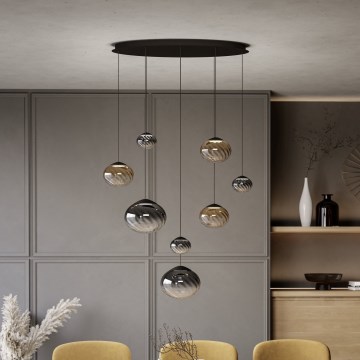 Eglo Stars of Light - LED Stmívatelný lustr na lanku 8xLED/5,8W/230V 2200-6500K černá/béžová/kouřová + dálkové ovládání