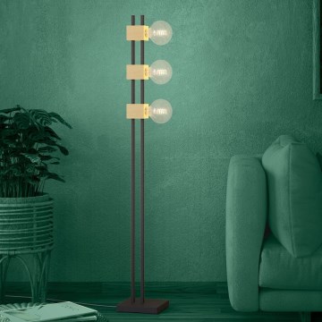 Eglo - Stojací lampa 3xE27/40W/230V černá/hnědá