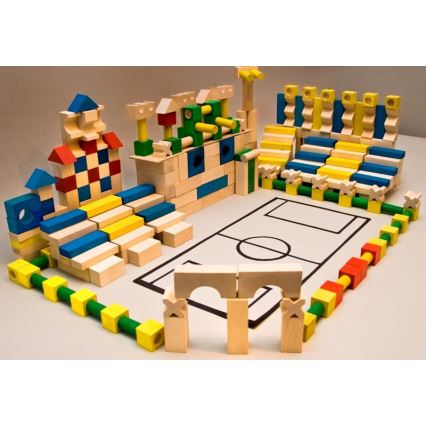 EkoToys - Dřevěné kostky barevné 500 ks buk