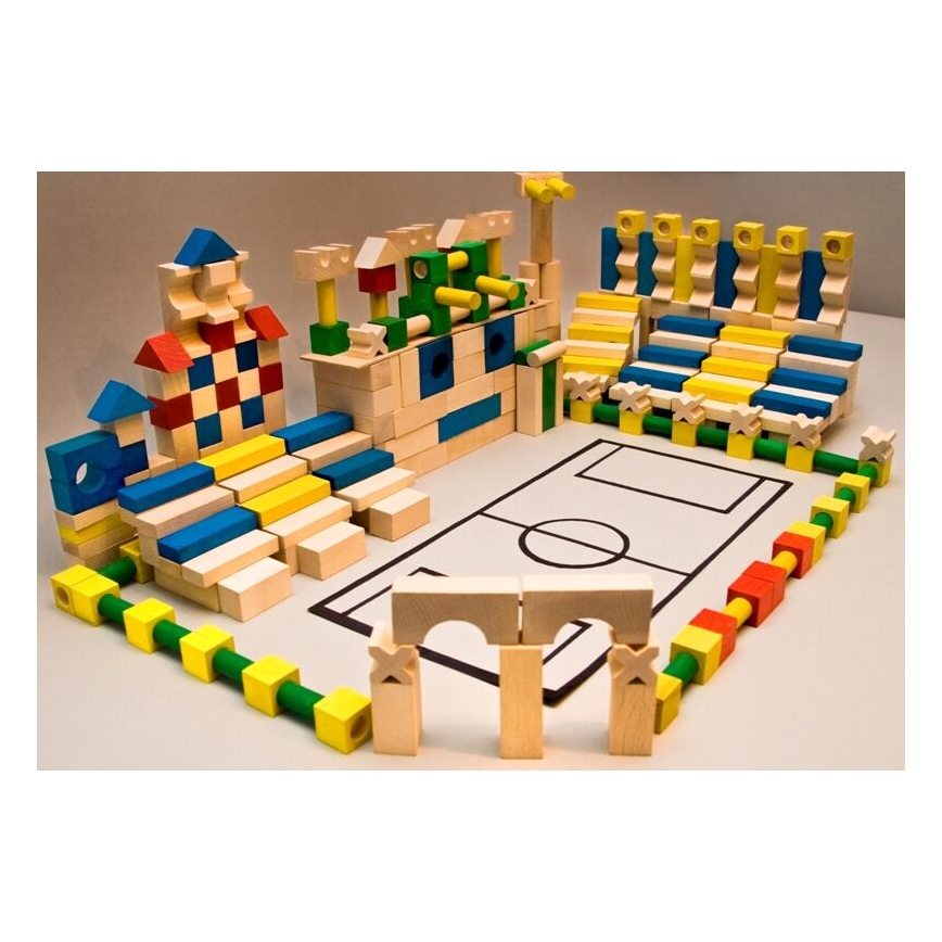 EkoToys - Dřevěné kostky barevné 500 ks buk