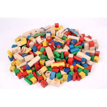 EkoToys - Dřevěné kostky barevné 500 ks buk