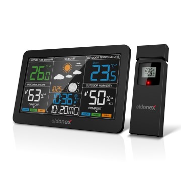 ELDONEX EWS-1010-BK - Meteostanice s LCD displejem 2xAAA černá