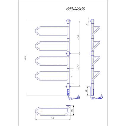 Elektrický otočný sušák na ručníky ELECTRA 120W/230V 100x44,5 cm nerez/chrom pravá
