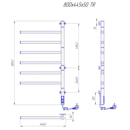 Elektrický otočný sušák na ručníky VEER 80W/230V 80x44,5 cm nerez/černá