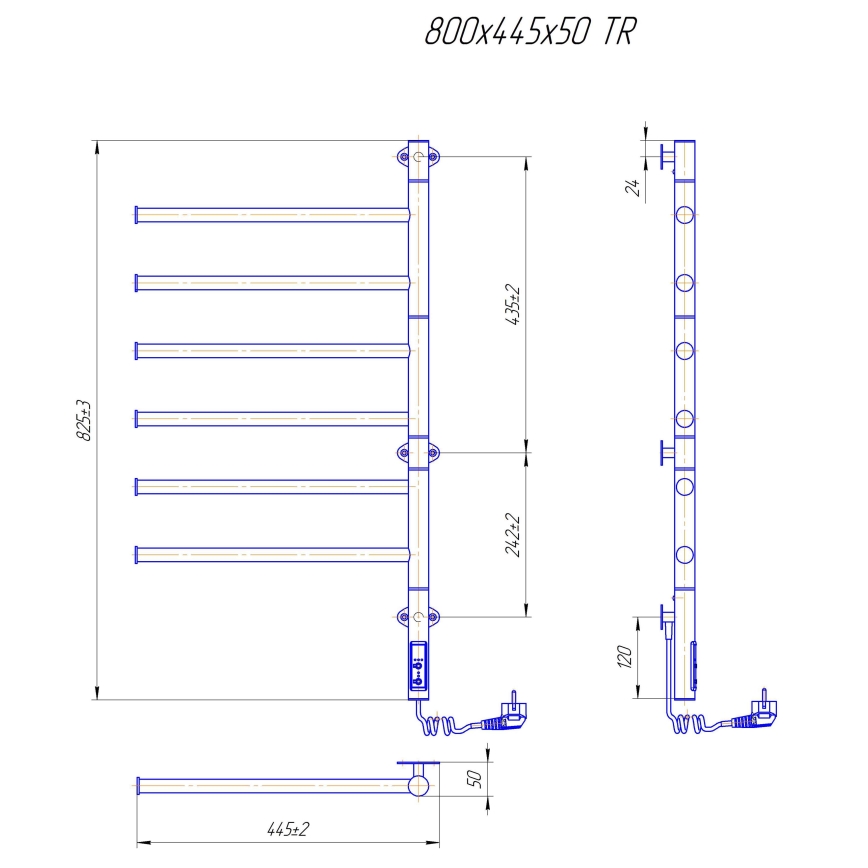 Elektrický otočný sušák na ručníky VEER 80W/230V 80x44,5 cm nerez/černá