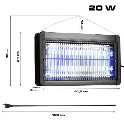 Elektrický lapač hmyzu 2x10W/230V 100 m²