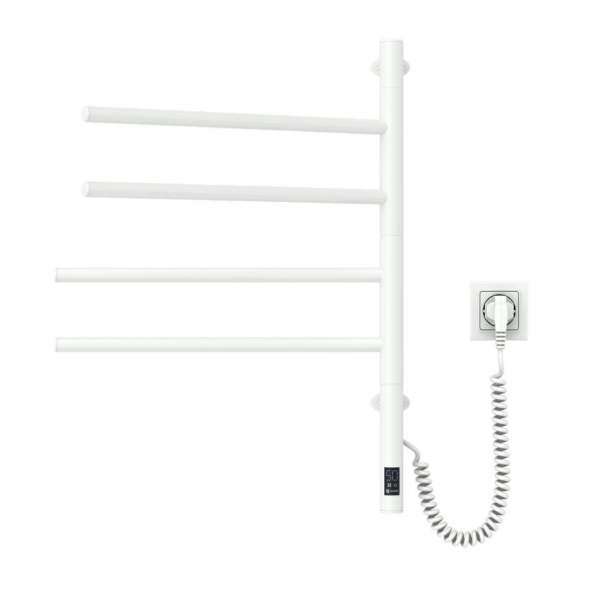 Elektrický otočný sušák na ručníky s termostatem ARABESQUE 150W/230V 64,6 cm IP44 bílá