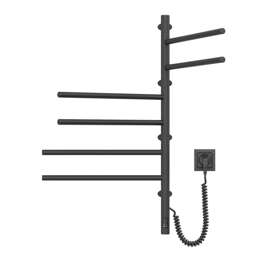 Elektrický otočný sušák na ručníky s termostatem ARABESQUE 196W/230V 81,8 cm IP44 černá