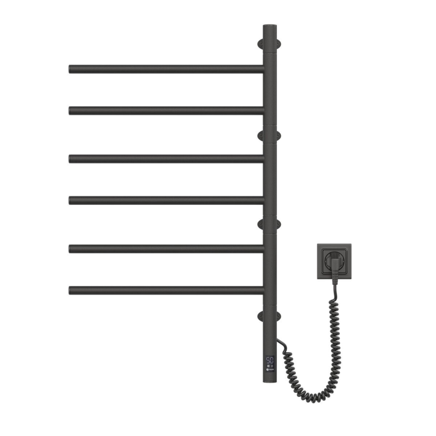 Elektrický otočný sušák na ručníky s termostatem ARABESQUE 196W/230V 81,8 cm IP44 černá