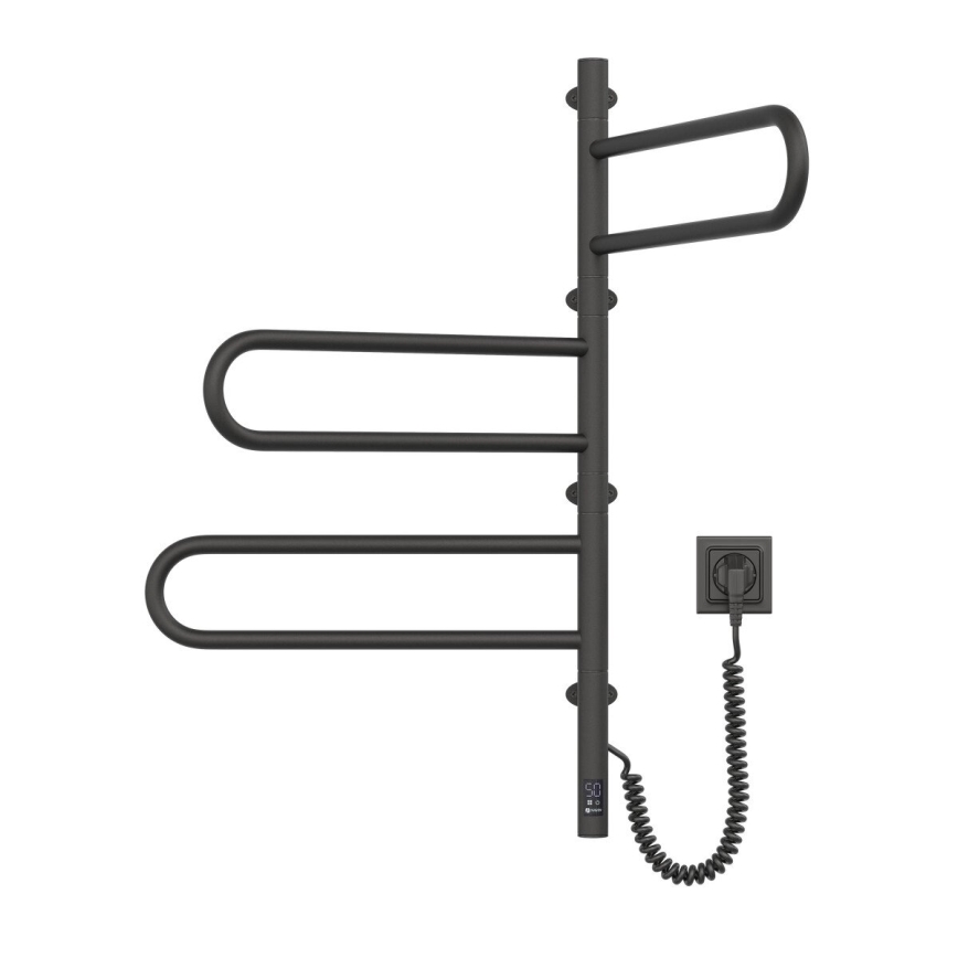 Elektrický otočný sušák na ručníky s termostatem FOUETTE 185W/230V 81,8 cm IP44 černá
