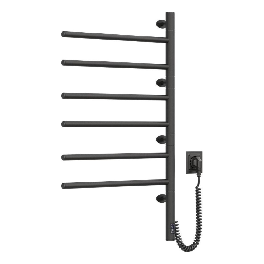 Elektrický otočný sušák na ručníky s termostatem ARABESQUE 196W/230V 81,8 cm IP44 černá