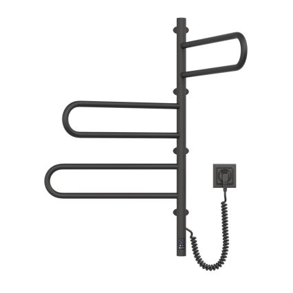 Elektrický otočný sušák na ručníky s termostatem FOUETTE 120W 80x49 cm  černá