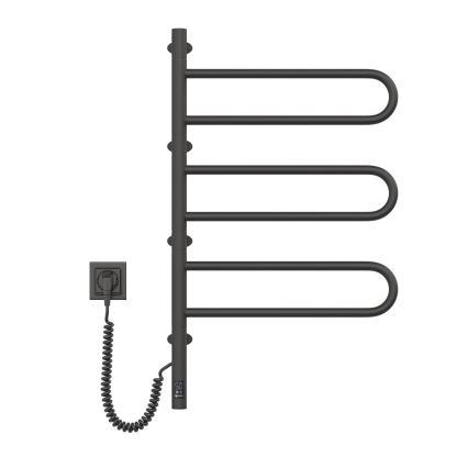 Elektrický otočný sušák na ručníky s termostatem FOUETTE 120W 80x49 cm  černá
