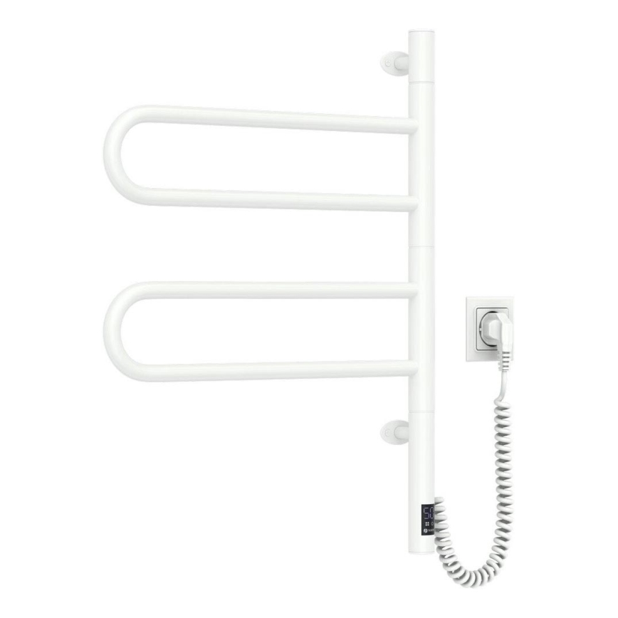 Elektrický otočný sušák na ručníky s termostatem FOUETTE 128W/230V 64,6 cm IP44 bílá
