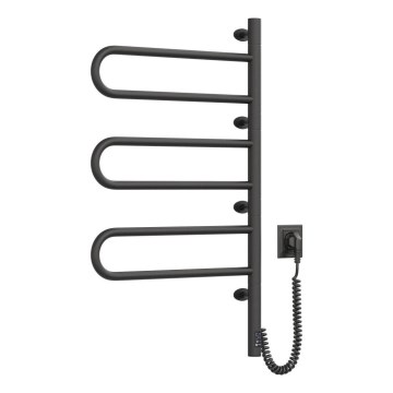 Elektrický otočný sušák na ručníky s termostatem FOUETTE 185W/230V 81,8 cm IP44 černá