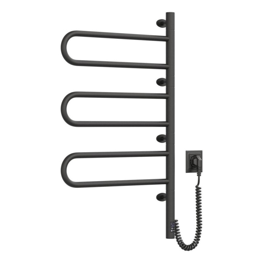 Elektrický otočný sušák na ručníky s termostatem FOUETTE 185W/230V 81,8 cm IP44 černá