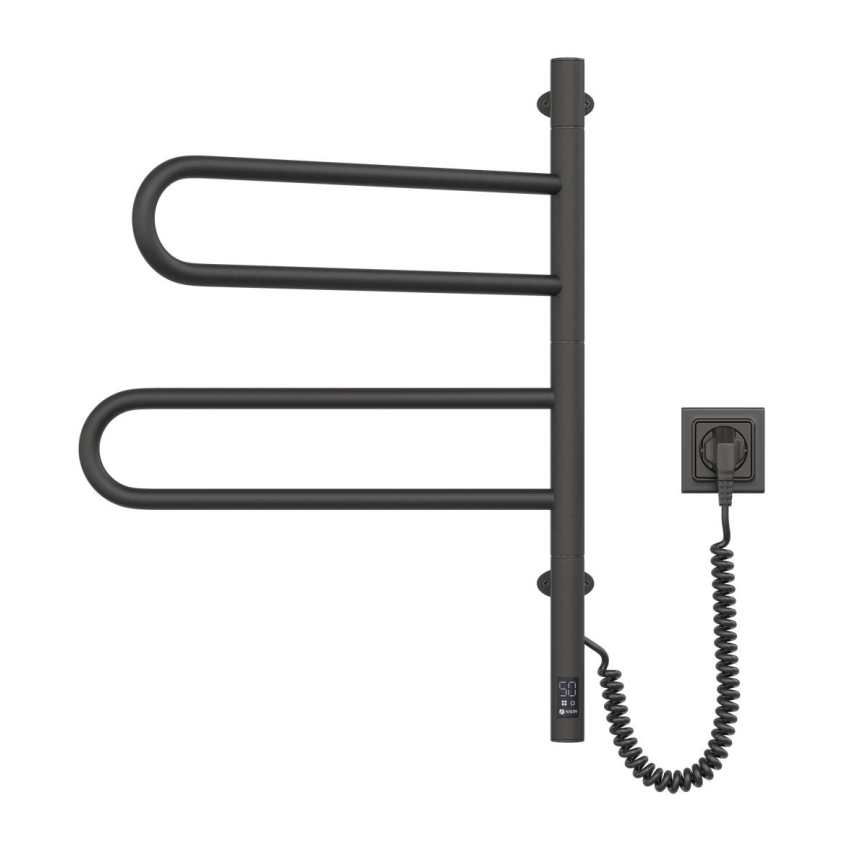 Elektrický otočný sušák na ručníky s termostatem FOUETTE 60W 65x49 cm  černá