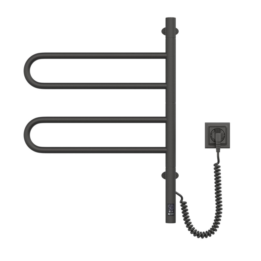 Elektrický otočný sušák na ručníky s termostatem FOUETTE 60W 65x49 cm  černá