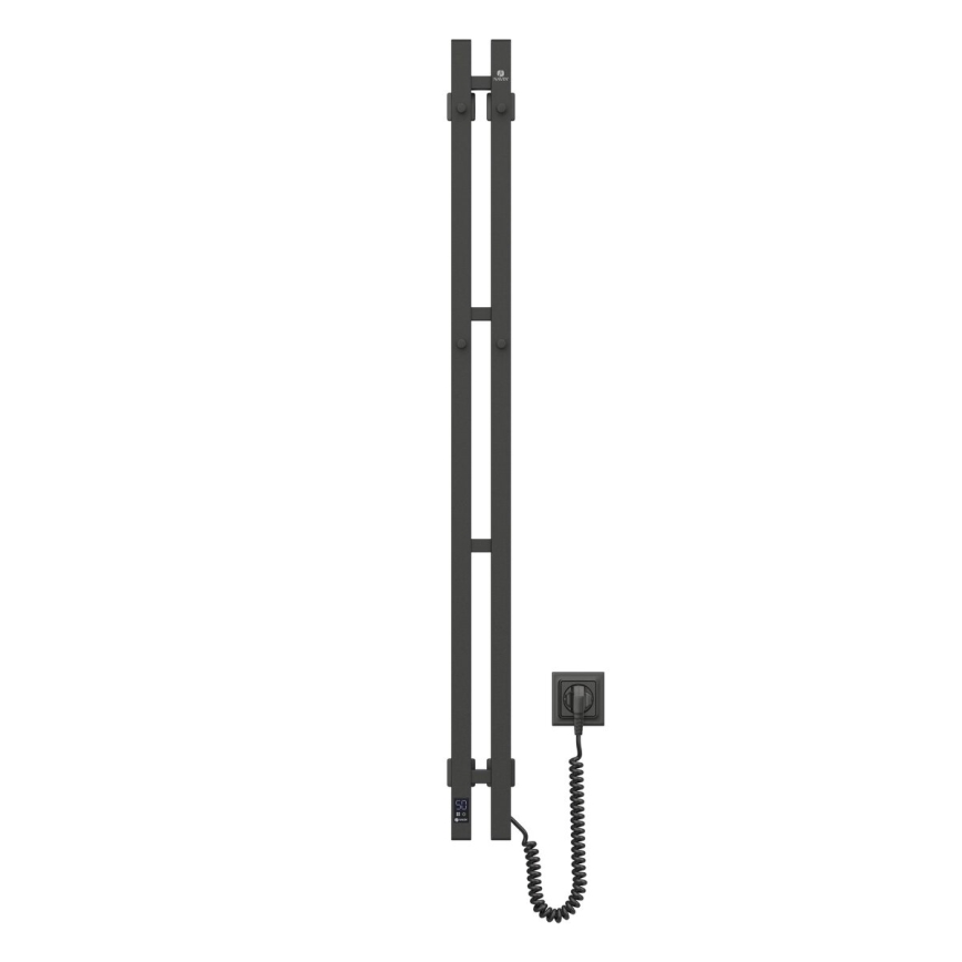 Elektrický sušák na ručníky s termostatem SILOUETTE 187W/230V 120,6 cm IP44 černá pravá hranatý