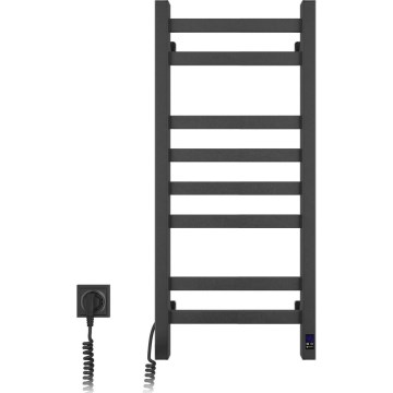 Elektrický sušák na ručníky s termostatem AVANGARD 105W 80x36 cm  černá levá
