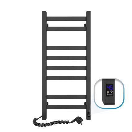 Elektrický sušák na ručníky s termostatem AVANGARD 105W 80x36 cm  černá levá