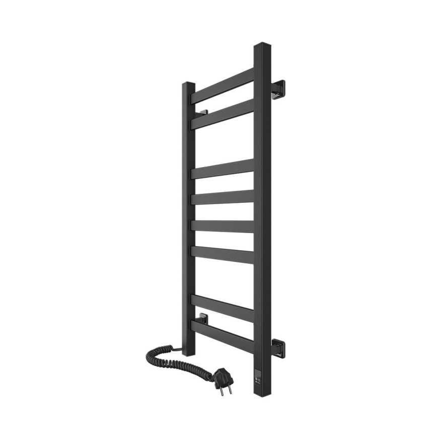 Elektrický sušák na ručníky s termostatem AVANGARD 105W 80x36 cm  černá levá