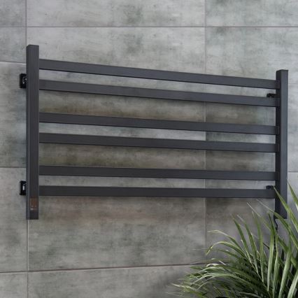 Elektrický sušák na ručníky s termostatem AVANGARD 181W 50x90 cm  černá pravá