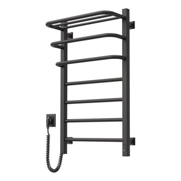 Elektrický sušák na ručníky s termostatem FORTIS 155W 80x48 cm černá levá