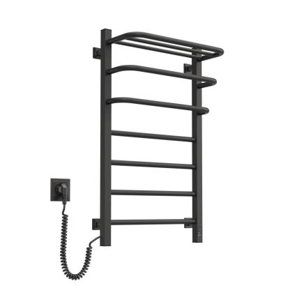 Elektrický sušák na ručníky s termostatem FORTIS 155W 80x48 cm černá levá