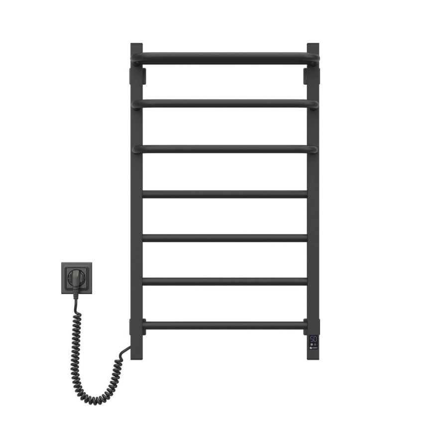 Elektrický sušák na ručníky s termostatem FORTIS 155W 80x48 cm  černá pravá