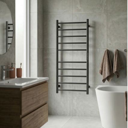 Elektrický sušák ručníků 45x96 cm 130W nerez/černá