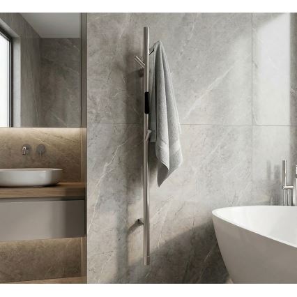 Elektrický tyčový sušák ručníků 118 cm 30W nerez