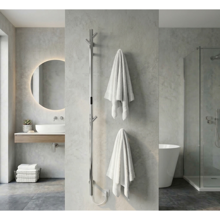 Elektrický tyčový sušák ručníků 172 cm 46W nerez