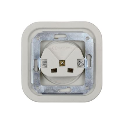 Elhard - Dvojitá keramická retro zásuvka domovní s rámečkem SCHUKO 230V bílá