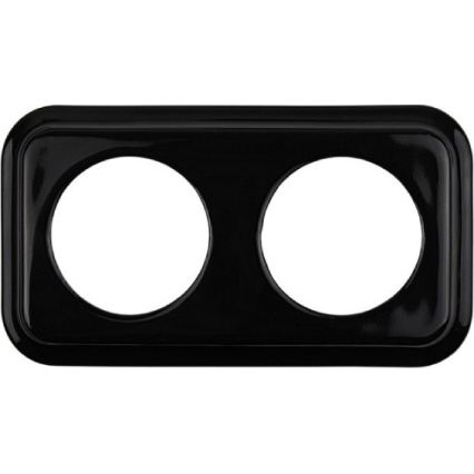 Elhard - Dvojitá keramická retro zásuvka domovní s rámečkem SCHUKO 230V černá