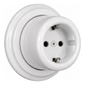 Elhard - Nástěnná keramická retro zásuvka domovní s rámečkem SCHUKO 230V bílá