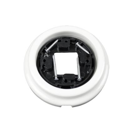 Elhard - Nástěnná keramická retro zásuvka domovní s rámečkem SCHUKO 230V bílá