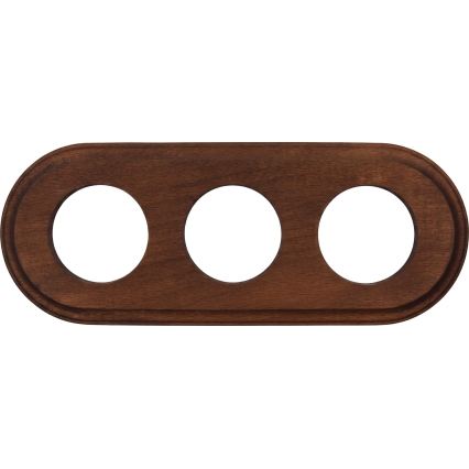 Elhard - Trojitá keramická retro zásuvka domovní s rámečkem SCHUKO 230V černá/tmavé dřevo