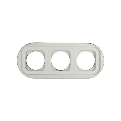 Elhard - Trojitá keramická retro zásuvka domovní s rámečkem SCHUKO 230V bílá