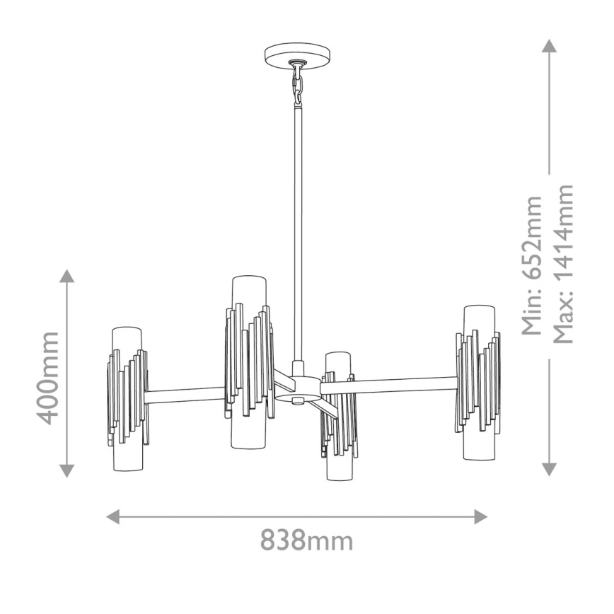 Elstead - Lustr na tyči MARVELE 8xE14/40W/230V zlatá