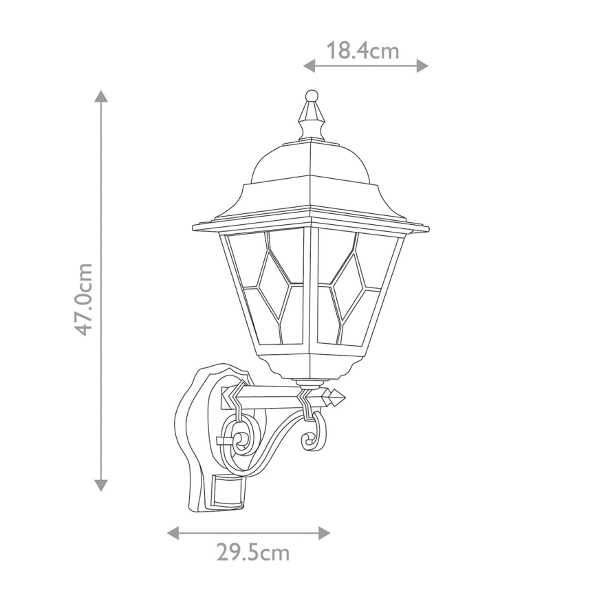 Elstead - Venkovní nástěnné svítidlo se senzorem NORFOLK 1xE27/100W/230V IP43