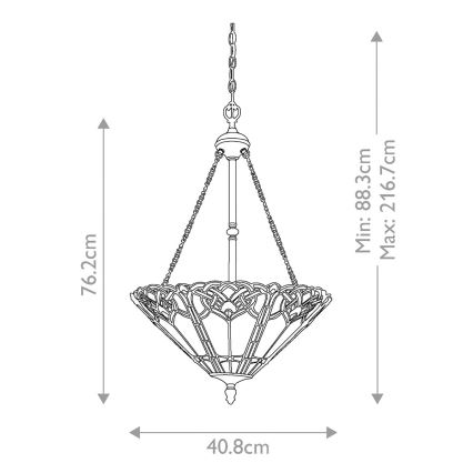 Elstead - Lustr na řetězu Tiffany BELLE 3xE27/100W/230V