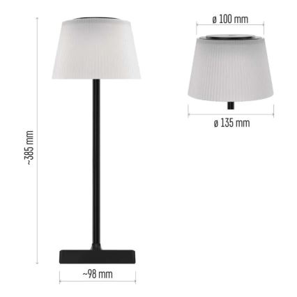 LED Stmívatelná nabíjecí lampa KATIE LED/4W/10V 1800mAh IP44 CRI 90 černá