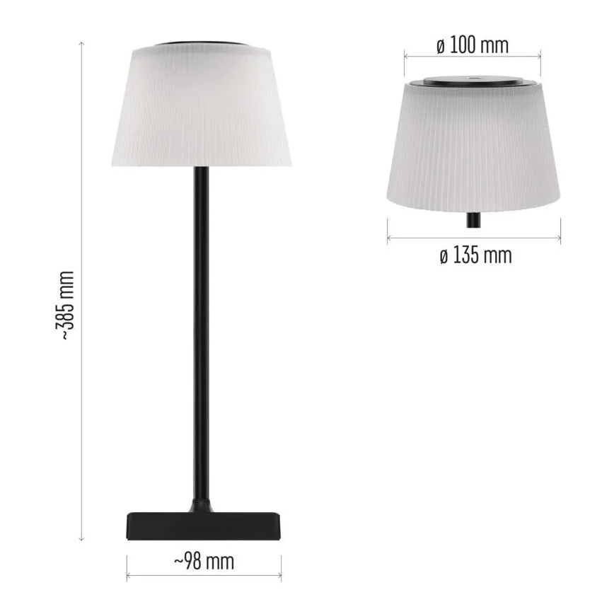 LED Stmívatelná nabíjecí lampa KATIE LED/4W/10V 1800mAh IP44 CRI 90 černá