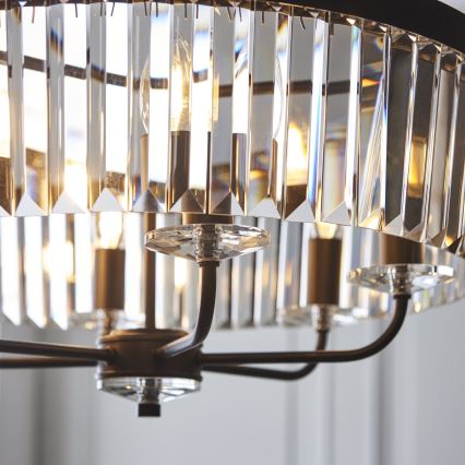 Endon 100711 - Lustr na řetězu CHESTERFIELD 6xE14/6W/230V pr. 55 cm černá