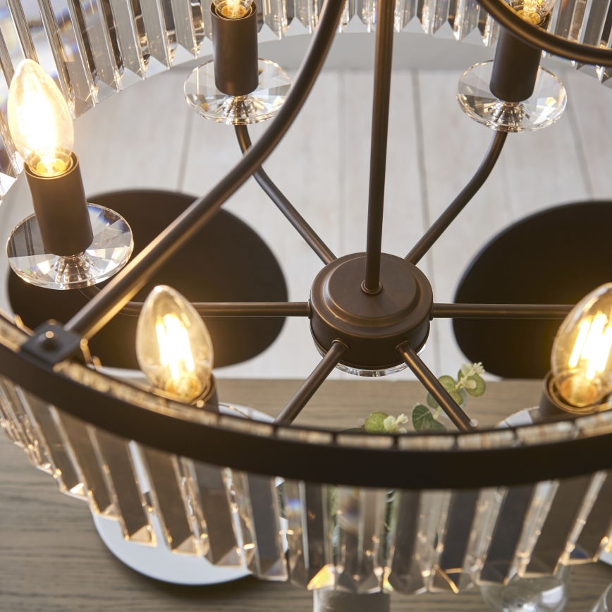 Endon 100711 - Lustr na řetězu CHESTERFIELD 6xE14/6W/230V pr. 55 cm černá